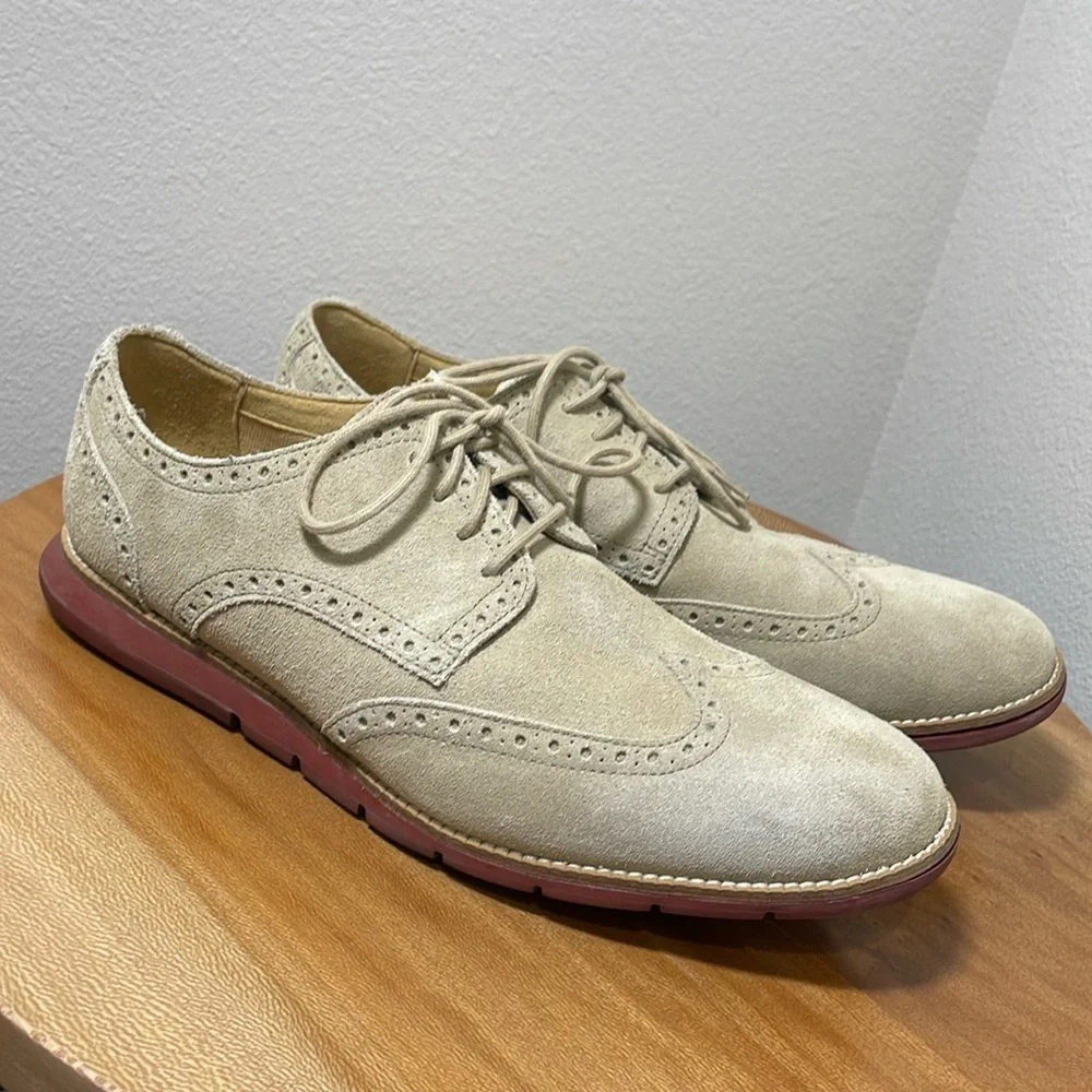 Cole Haan Grand/OS Suede Oxfords Shoes Tan Clay Foam Soles Men’s Size 11
